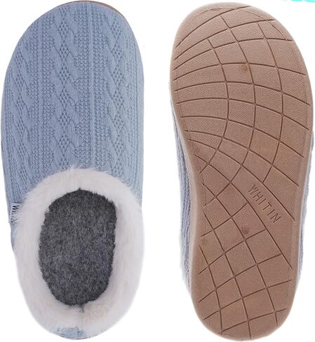 WHITIN Women Arch Support Fuzzy Knitted Slipper Warm Slip On House Shoes in Kuwait
