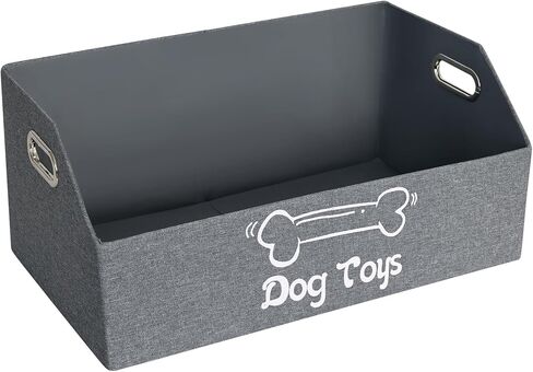 Dog Toy Box, Dog Toy Basket, Puppy Toys Storage Organizer Foldable Fabric Baskets Bin Pet Supplies Holder Container with Handles for Organizing Dogs Chew Toys Blankets Leashes, Beige in Saudi Arabia