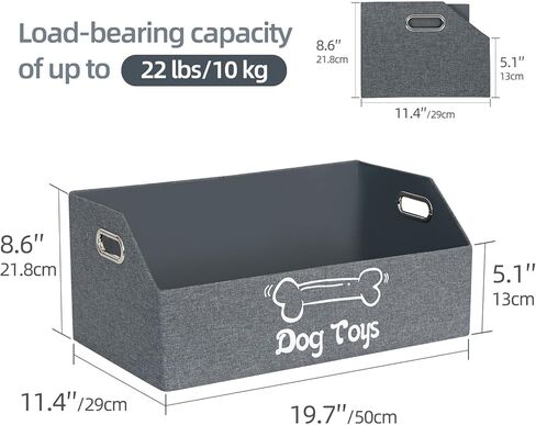 Dog Toy Box, Dog Toy Basket, Puppy Toys Storage Organizer Foldable Fabric Baskets Bin Pet Supplies Holder Container with Handles for Organizing Dogs Chew Toys Blankets Leashes, Beige in Saudi Arabia