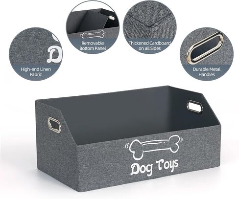Dog Toy Box, Dog Toy Basket, Puppy Toys Storage Organizer Foldable Fabric Baskets Bin Pet Supplies Holder Container with Handles for Organizing Dogs Chew Toys Blankets Leashes, Beige in Saudi Arabia