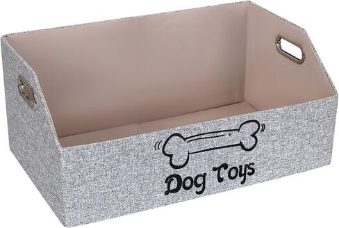 Dog Toy Box, Dog Toy Basket, Puppy Toys Storage Organizer Foldable Fabric Baskets Bin Pet Supplies Holder Container with Handles for Organizing Dogs Chew Toys Blankets Leashes, Beige in Saudi Arabia