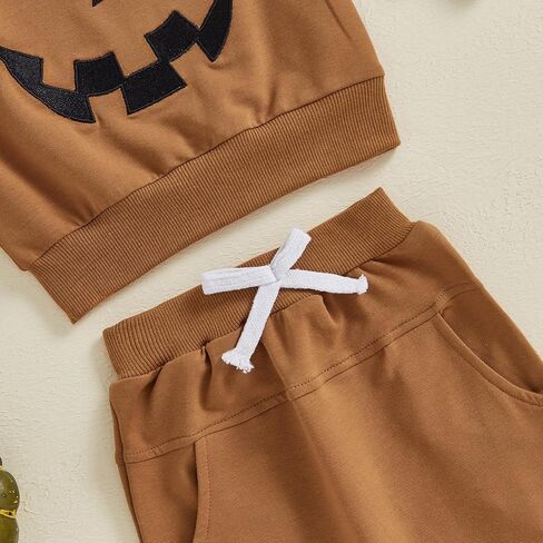 Toddler Baby Boy Outfit Pumpkin Long Sleeve Sweatshirt Elastic Waist Pant Halloween Fall Winter Clothes 2PCS in Saudi Arabia