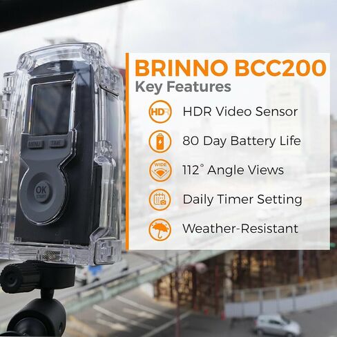 Brinno BCC200 - حزمة ثلاثية للكاميرات ذات الفاصل الزمني للبناء والأمن الخارجي - عمر بطارية 42 يومًا - 720 بكسل - تتضمن: كاميرا TLC200 Pro، ومشبك، وحقيبة مقاومة للماء in Saudi Arabia