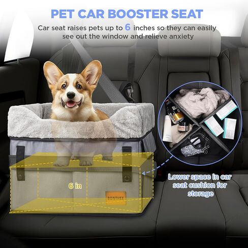 Center Console Dog Car Seat for Small Dogs,Small Dog Car Booster Seat for Car Washable Foldable Puppy Car Seat with Safe Protection Hooks Adjustable Straps and Storage Pocket Pet Up to 20lbs in Saudi Arabia