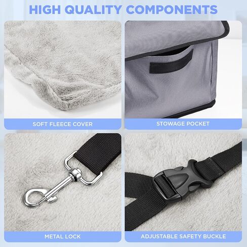 Center Console Dog Car Seat for Small Dogs,Small Dog Car Booster Seat for Car Washable Foldable Puppy Car Seat with Safe Protection Hooks Adjustable Straps and Storage Pocket Pet Up to 20lbs in Saudi Arabia