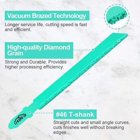 Diamond Jig Saw Blades - 5pcs 4 Inch/100mm Cutting Disc for Straight or Curved Cut Fibreglass Marble Plastic Wood Plasterboard with T Shank Grit 46 in Saudi Arabia