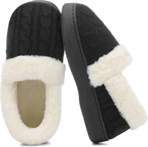 UBFEN Womens Fuzzy House Slippers Warm Bedroom Shoes with Faux Fur Lining Non Slip Memory Foam Slippers for ladies Indoor and Outdoor in Saudi Arabia