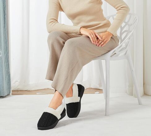 UBFEN Womens Fuzzy House Slippers Warm Bedroom Shoes with Faux Fur Lining Non Slip Memory Foam Slippers for ladies Indoor and Outdoor in Saudi Arabia