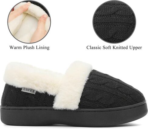 UBFEN Womens Fuzzy House Slippers Warm Bedroom Shoes with Faux Fur Lining Non Slip Memory Foam Slippers for ladies Indoor and Outdoor in Saudi Arabia