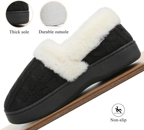 UBFEN Womens Fuzzy House Slippers Warm Bedroom Shoes with Faux Fur Lining Non Slip Memory Foam Slippers for ladies Indoor and Outdoor in Saudi Arabia
