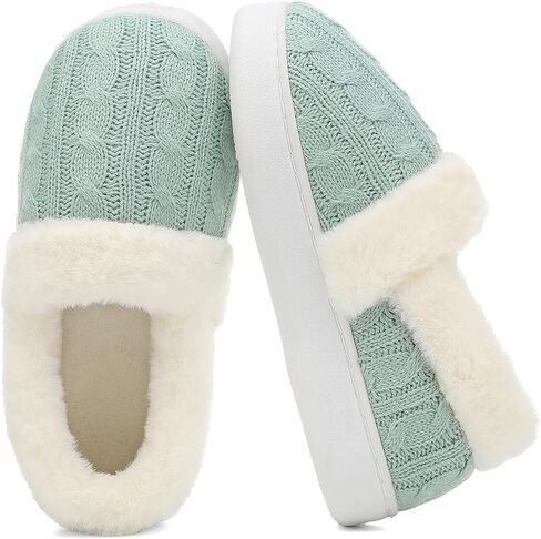 UBFEN Womens Fuzzy House Slippers Warm Bedroom Shoes with Faux Fur Lining Non Slip Memory Foam Slippers for ladies Indoor and Outdoor in Saudi Arabia