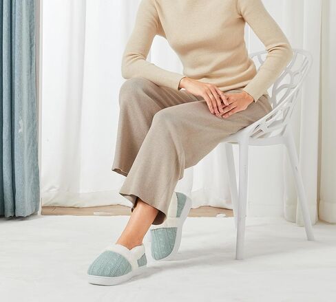 UBFEN Womens Fuzzy House Slippers Warm Bedroom Shoes with Faux Fur Lining Non Slip Memory Foam Slippers for ladies Indoor and Outdoor in Saudi Arabia