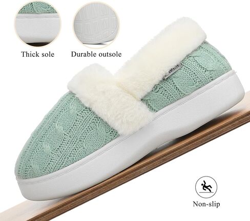 UBFEN Womens Fuzzy House Slippers Warm Bedroom Shoes with Faux Fur Lining Non Slip Memory Foam Slippers for ladies Indoor and Outdoor in Saudi Arabia