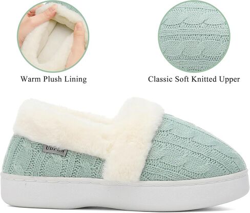 UBFEN Womens Fuzzy House Slippers Warm Bedroom Shoes with Faux Fur Lining Non Slip Memory Foam Slippers for ladies Indoor and Outdoor in Saudi Arabia