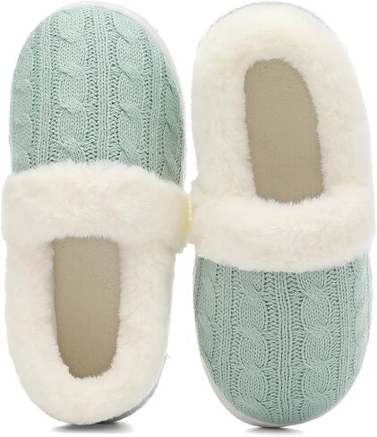 UBFEN Womens Fuzzy House Slippers Warm Bedroom Shoes with Faux Fur Lining Non Slip Memory Foam Slippers for ladies Indoor and Outdoor in Saudi Arabia