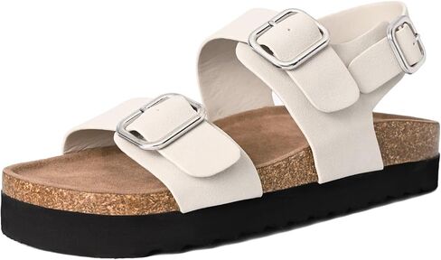 Flat Sandals for Women Adjustable Double Strap Open Toe Comfortable Footbed Platform Slingback Summer Shoes in Saudi Arabia