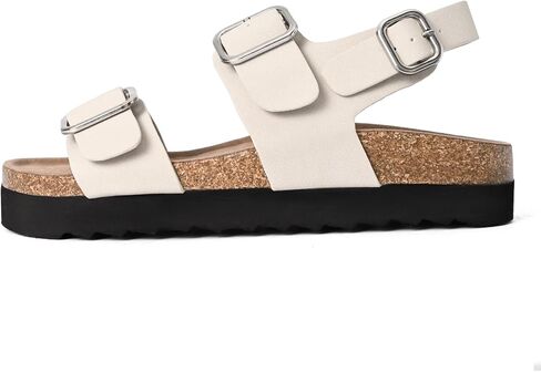 Flat Sandals for Women Adjustable Double Strap Open Toe Comfortable Footbed Platform Slingback Summer Shoes in Saudi Arabia
