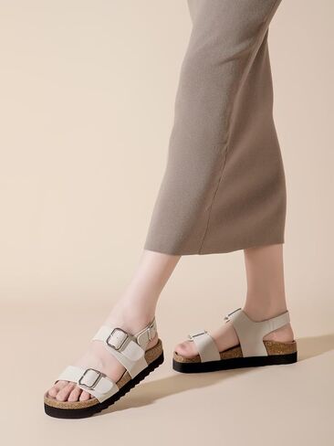 Flat Sandals for Women Adjustable Double Strap Open Toe Comfortable Footbed Platform Slingback Summer Shoes in Saudi Arabia