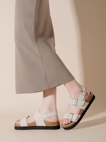 Flat Sandals for Women Adjustable Double Strap Open Toe Comfortable Footbed Platform Slingback Summer Shoes in Saudi Arabia