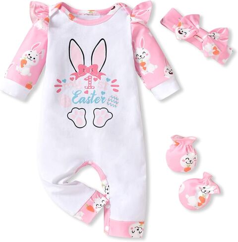 HINTINA Preemie Newborn Baby Girl First Easter Romper Outfits in Saudi Arabia