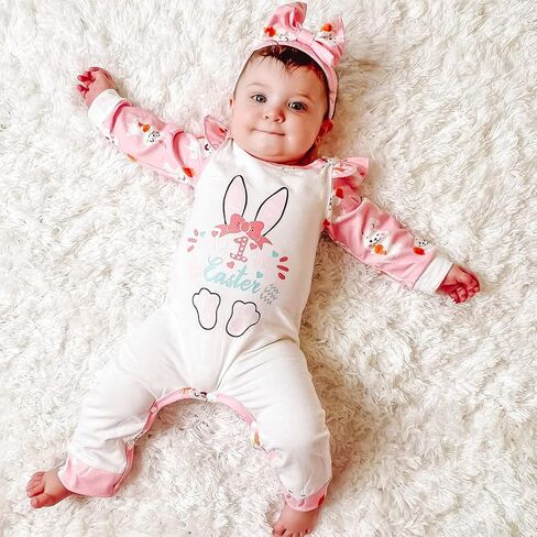 HINTINA Preemie Newborn Baby Girl First Easter Romper Outfits in Saudi Arabia