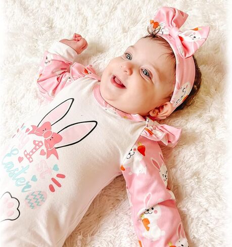 HINTINA Preemie Newborn Baby Girl First Easter Romper Outfits in Saudi Arabia
