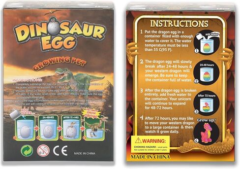 لعبة جديدة للأطفال من Surprise Growing Dragon Hatch Egg - عبوة من قطعتين، باللون الأسود in Kuwait