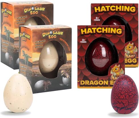 لعبة جديدة للأطفال من Surprise Growing Dragon Hatch Egg - عبوة من قطعتين، باللون الأسود in Kuwait