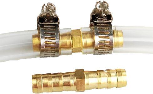 Hose Barb Fitting 5/16" Hose ID,Hex Union Brass Fitting Water/Fuel/Air with 10 Stainless Steel Clamps(Pack of 5) in Saudi Arabia