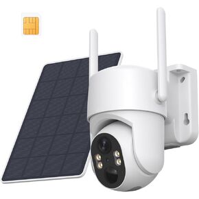 4G LTE Cellular Wireless Surveillance Camera, Solar Battery Powered Outdoor Cameras for Home Security, 360° View, 2-Way Talk, 2K HD Color Night Vision, PIR Human Sensor, Cloud & SD, Phone App Alerts