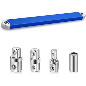 Offset Extension Wrench Set 15.4-Inch in Length, Adaptable to Impact Wrenches, with 1/2"", 1/4"", 3/8"" Square Bit Drive Adapter and 1/4"" Bit Drive Adapter, Universal Ratchet Extension Wrench (Blue)