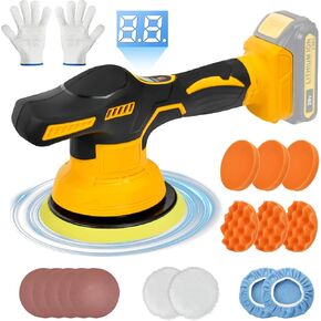 Car Buffer Polisher Cordless for De-walt 20V Battery,Orbital Buffer Polisher Kit with 8 Variable Speed Up to 5000RPM Power Polisher,Electric Polisher for Car Polishing/Waxing(Tool only)
