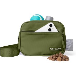 Pup Culture Cross Body Dog Training Treat Pouch | Removable Treat Pouch for Anytime Puppy Training | Built in Poop Bag Dispenser & Used Dog Poop Bag Holder | Stylish Dog Treat Pouch - Cream