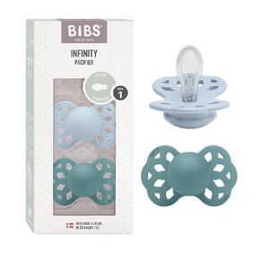 BIBS Infinity Pacifier | Symmetrical Design | Size 0-6 Months | Baby Blue/Island Sea