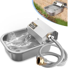 Automatic Dog Water Dispenser with Anti-tip Bracket, 68 oz Outdoor Dog Water Bowl Dispenser, Auto Refill Water Feeder for Pets & Livestock, Food Grade Waterer Fit 3/4" GHT Faucet, Wide Mouth