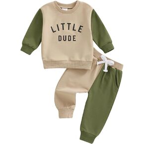 Toddler Infant Baby Boy Clothes 6 12 18 24 Month 3T Fall Winter Outfit Little Dude Print Long Sleeve Sweatshirt Pants
