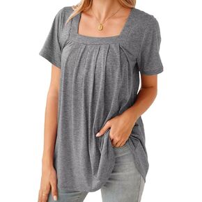 BELAROI Womens Plus Size T Shirts Summer Tops Casual Short Sleeve Square Neck Loose Fit Tunic Blouse