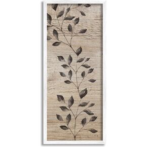 Stupell Industries Boho Botanical Rustic Pattern Giclee Framed Wall Art, Design by Yass Naffas Designs,Black Framed,10 x 24