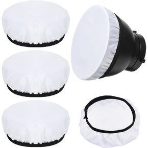5Pcs Diffuser Lamp Sock, Fluorescent Light Diffuser Covers Soft White Diffuser Sock for 14 to 18 cm Diameter Standard Reflector Reflector Lamp Sock for Strobe Flash Light Studio Strobe Reflector