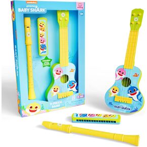 Lollipop Baby Shark 3-Piece Band - Harmonica, Ukulele, Flute | Toddler Musical Instruments Set - Great for Kids and Toddlers