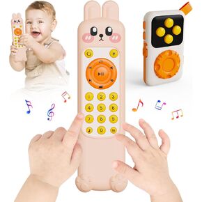 Baby TV Remote Toy Set,Realistic Play TV Remote Control with Adjustable Music Sound,Infant Early Learning Baby Toys,Toddlers Musical Toy Remote for 18+ Months Boys Girls Gifts.