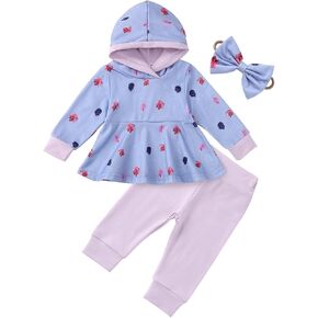Baby Girl Clothes Outfits Infant Hoodie Sweatshirt Pants Headband Toddler Girl Clothing Set