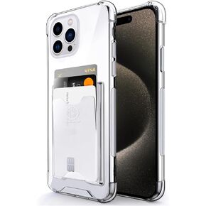 Shields Up Designed for iPhone 16 Pro Max Case, Minimalist Wallet Case with Card Holder (3 Cards) & Ring Stand, [Drop Protection] Slim Protective Cover for iPhone 16 Pro Max (6.9 inch) - Clear