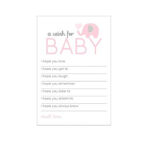 Pink Elephant Wishes for Baby, 20 Pack – Cute Words of Wisdom for Baby Girls, Baby Shower Game Planning, Guest Book Alternative, Parents Keepsake Activity, Wishing Well Birthday Ideas