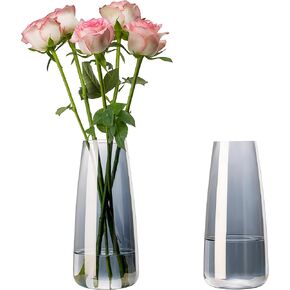 9.8 Inch Flower Vase, Glass Vases for Flowers, Grey Vase, Glass Vases for Centerpieces, Living Room, Entryway, Office, Flower Vases for Bouquet, Glass Flower Vase for Wedding