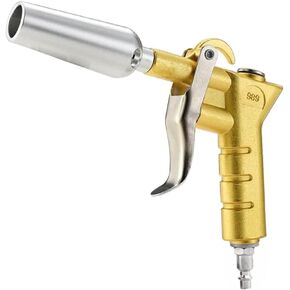 Air Blower Gun, Industrial Air Blow Gun with Adjustable Aluminum Handle and Soft Tube, Powerful High Volume Nozzle for Dust Blowing, Gold Finish
