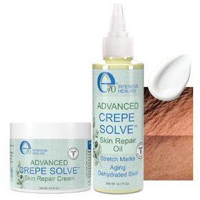 Advanced Crepe Solve Skin Repair Cream and Oil Set – Stretch Marks and Crepey Skin Treatment For Face and Body – Oil and Moisturizer For All Skin Types – 4oz (Pack of 2)