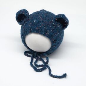 Newborn Baby Photography Props Bear Hat Crochet Knitted Classic Tweed Bonnet Unisex Photo Shoot Outfits Handmade Hat