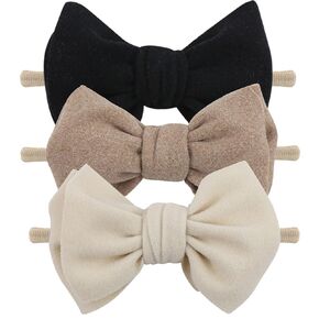 3pcs Baby Girl Elastic Hair Bow Headband for Newborn Infant Toddler Nylon Soft Stretchy Hairband Accessories