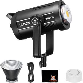 Godox SL150III 160W(MAX.) LED Video Photography Lights, Bowens-Mount Studio Lights for Photography, Continuous Output Lighting, 8 Preset Lighting Effects Silent Mode.(SL-150WIII)